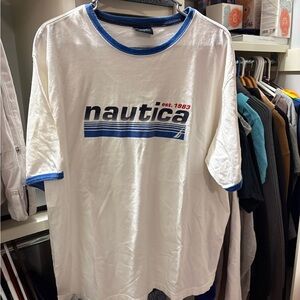 Nautica White Tee with Blue Trim